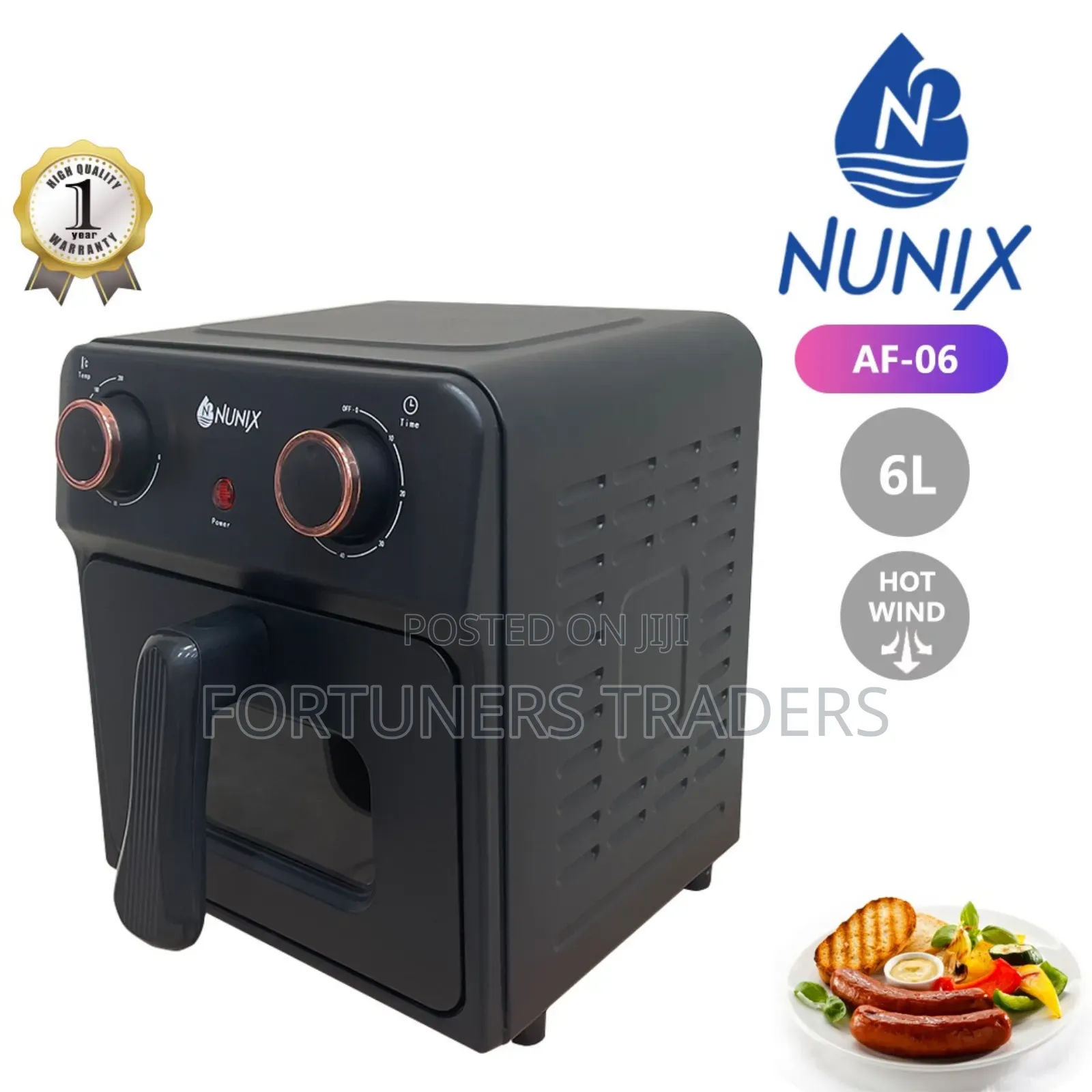 Nunix Air Fryer, 6 Liters Electric -Oil Free,Healthier