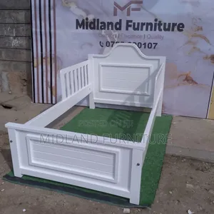 Single White Bed for Children With Protection Barriers