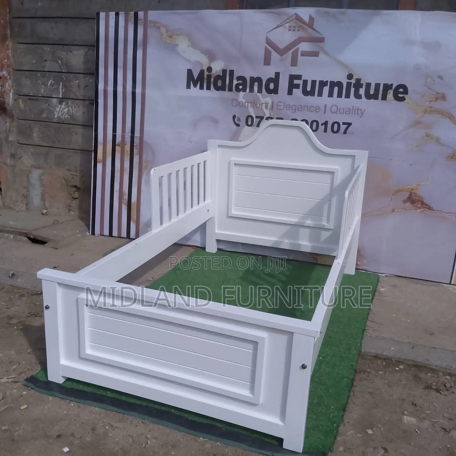Single White Bed for Children With Protection Barriers