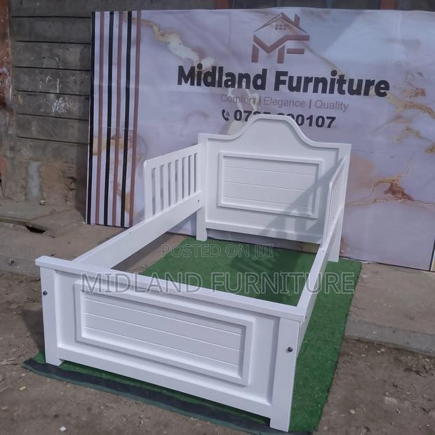 Single White Bed for Children With Protection Barriers - main view