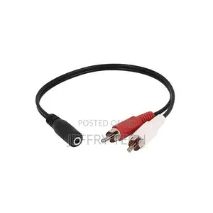 3.5mm Female Stereo Jack to 2 Male Rca Plugs Cable, Length:
