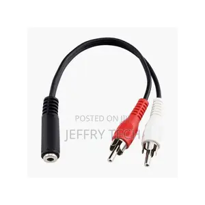 3.5mm Female Stereo Jack to 2 Male Rca Plugs Cable, Length: