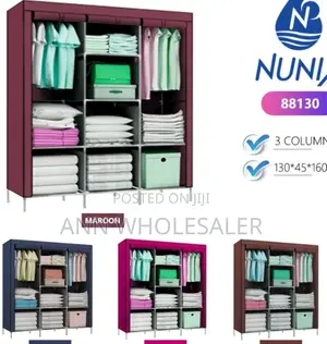 3-column Portable Metallic Wardrobe