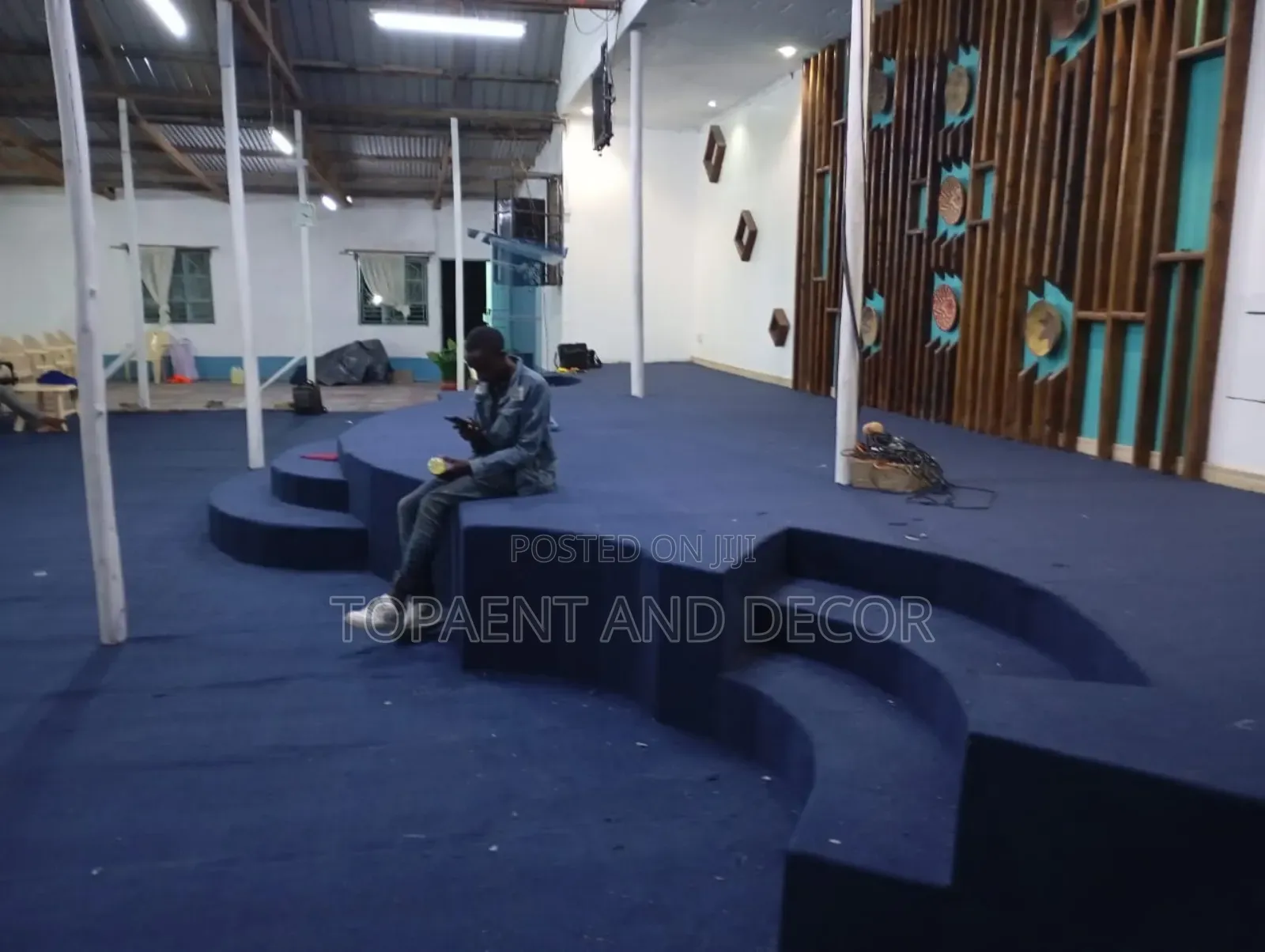 Blue Designed Wall to Wall Carpet for Church