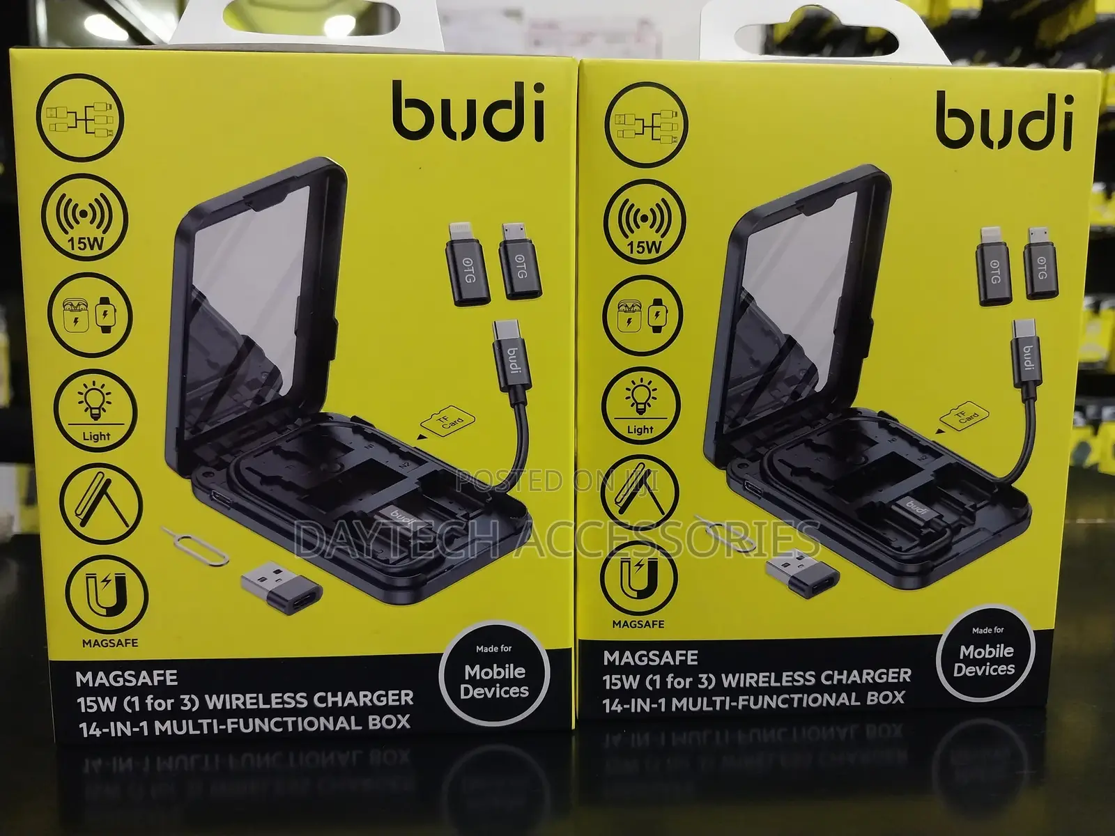 Budi 15w Wireless Charger Multi Functional Box - Black