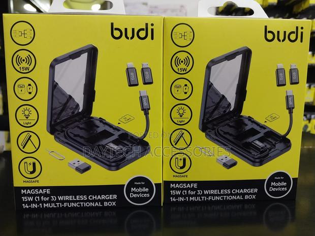 Budi 15w Wireless Charger Multi Functional Box - Black - main view
