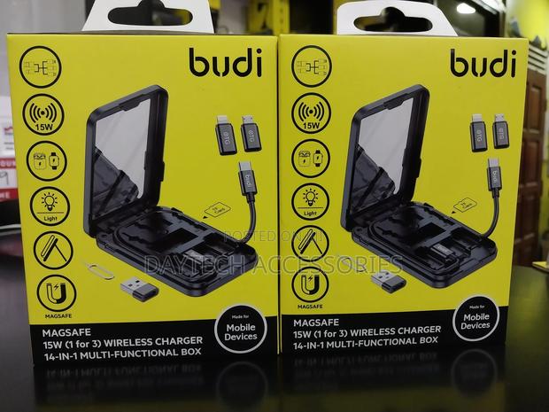 Budi 15w Wireless Charger Multi Functional Box - Black - thumbnail 3