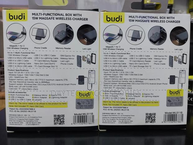 Budi 15w Wireless Charger Multi Functional Box - Black - thumbnail 4