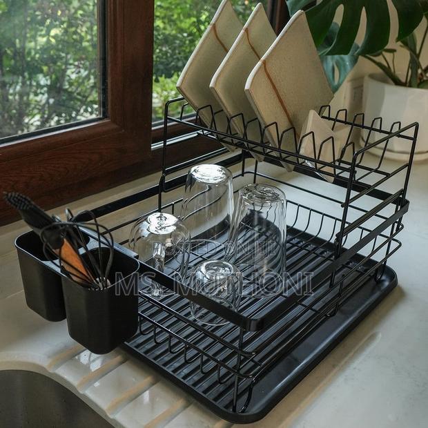 Minimalistic 2 Tier Dish Drying Rack Kitchen Organizer