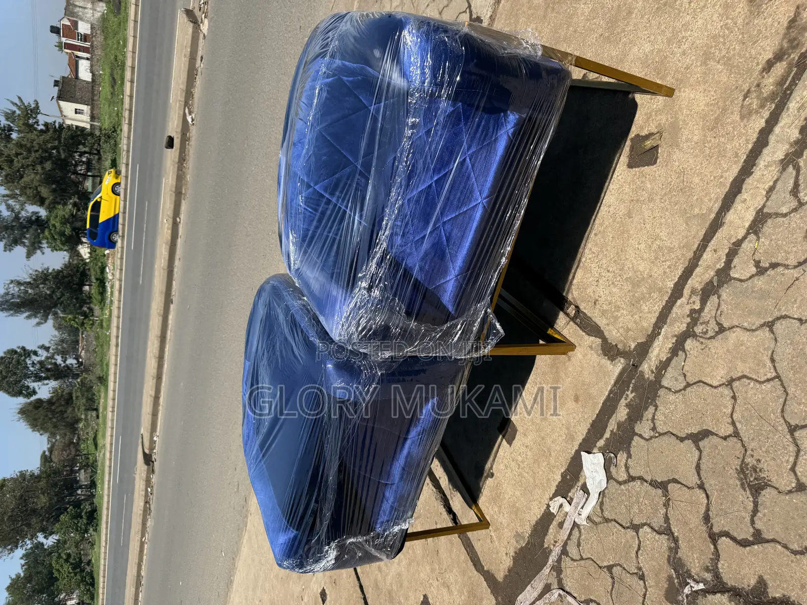 Dark Blue Velvet Manicure Chairs