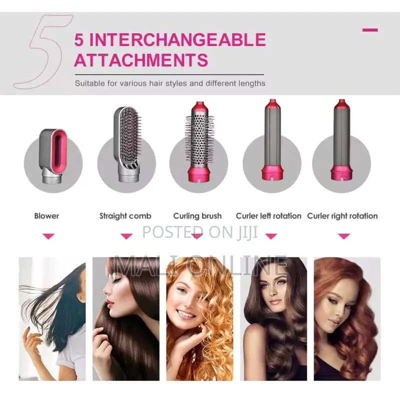 5-in-1 Hair Styler Blower Straight Comb Curling Brush