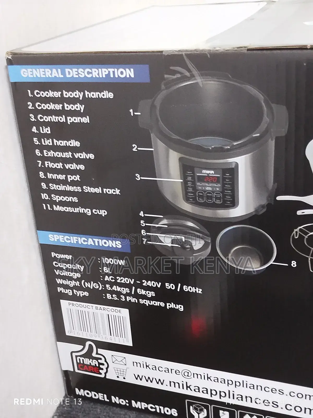 Mika Smart Electric Pressure Cooker, 6l, Stainless Steel