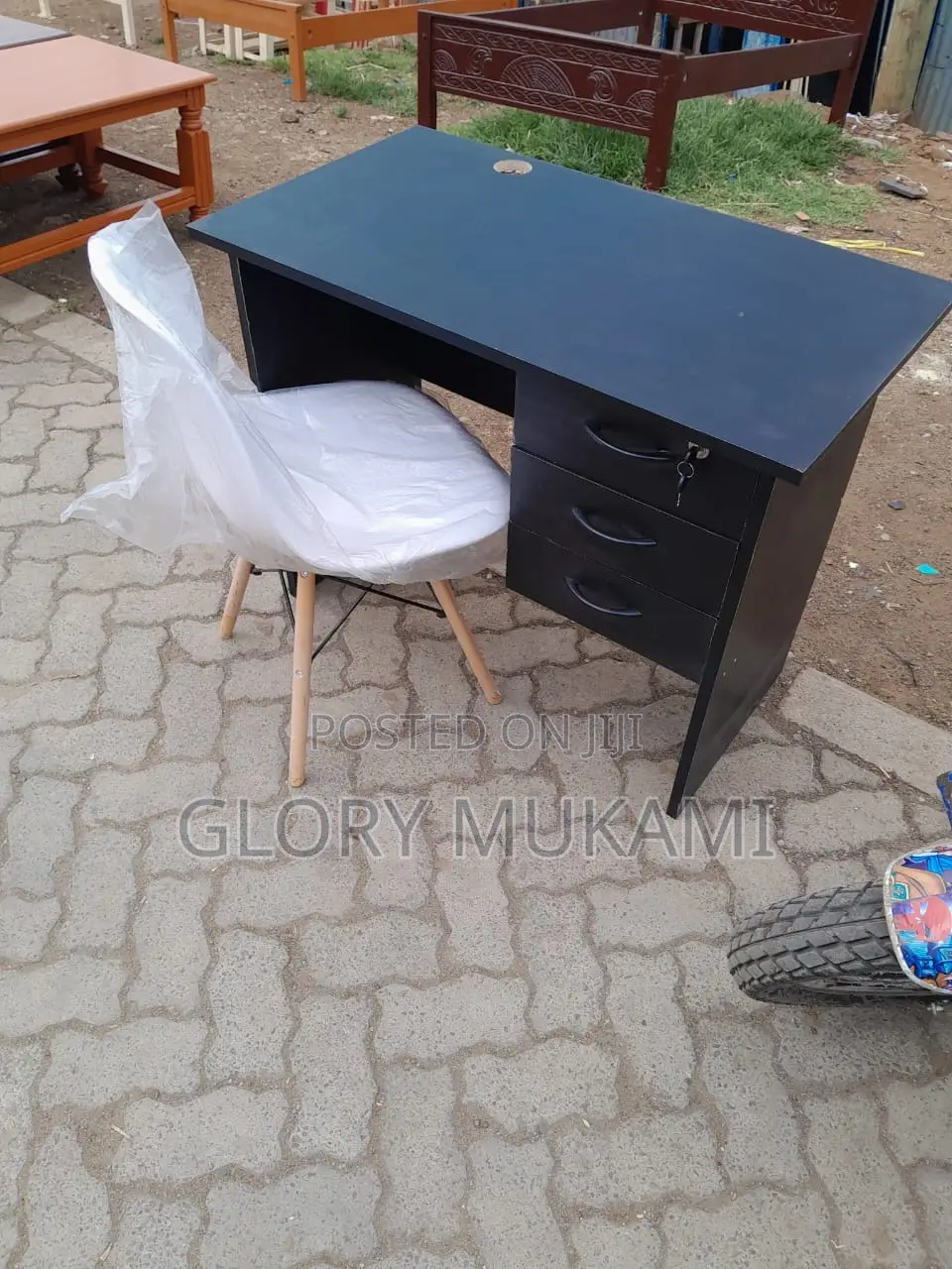 Grey Office Desk And White Eames Chair