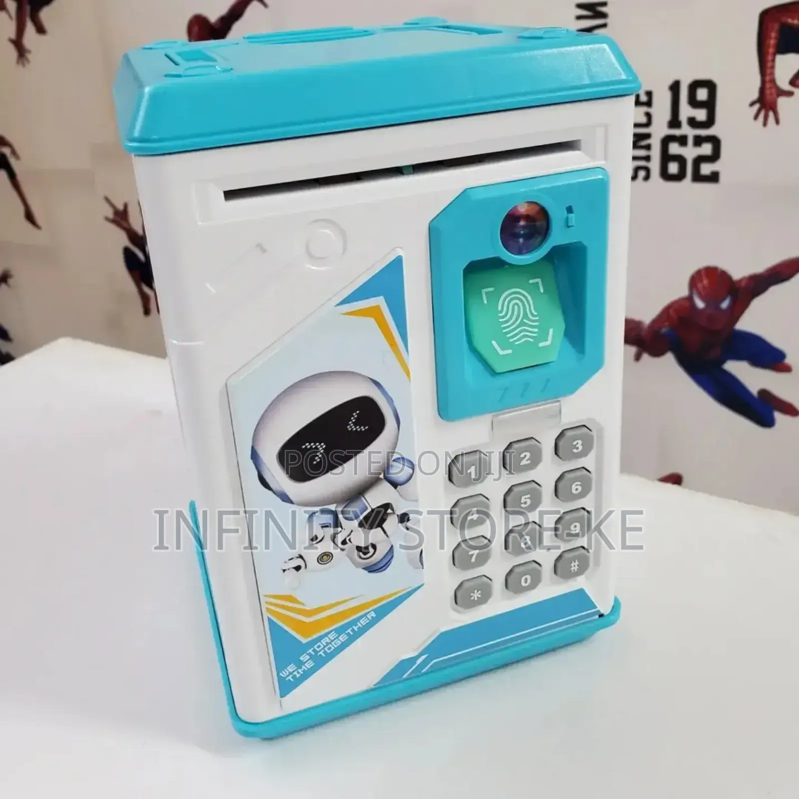 Kid's Atm Fingerprint Piggy Bank Pink Blue