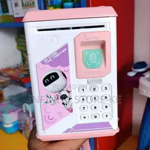 Kid's Atm Fingerprint Piggy Bank Pink Blue