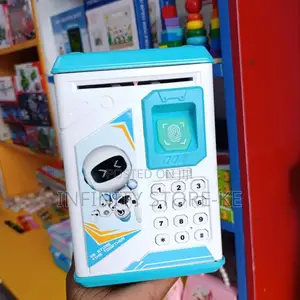 Kid's Atm Fingerprint Piggy Bank Pink Blue