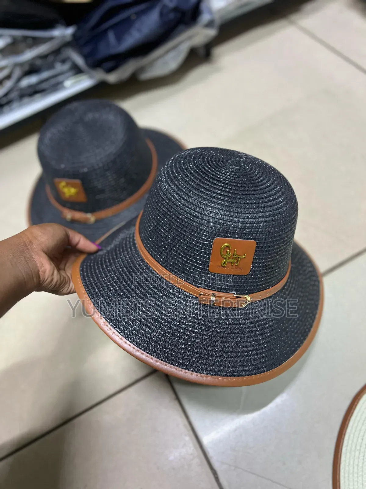 Black' Ladies/Boater Straw Hats/Beach Summer Hats