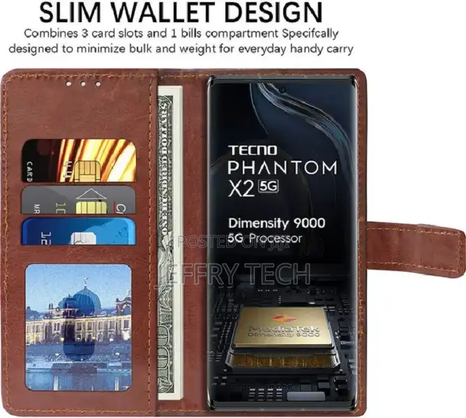 Casotec Flip Cover for Tecno Phantom X2 5g (Brown, Pack