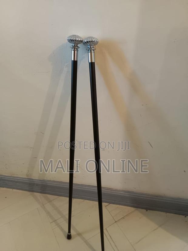 Walking Stick With Metal Handle Round Silver Head - main view