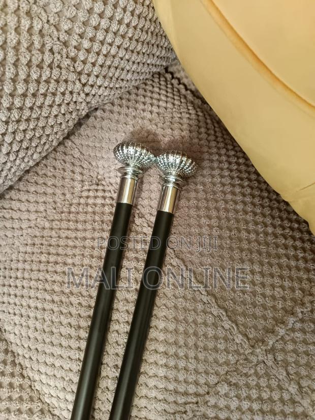 Walking Stick With Metal Handle Round Silver Head - thumbnail 3