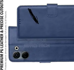 Pfoam Flip Cover for Tecno Camon 20 (Blue, Dual Protection
