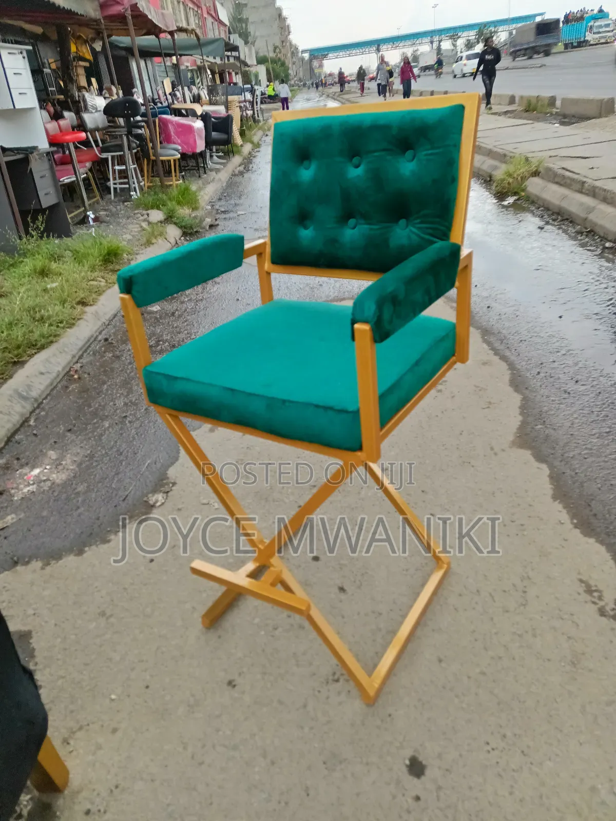 Makeup Seat Green and Gold ,