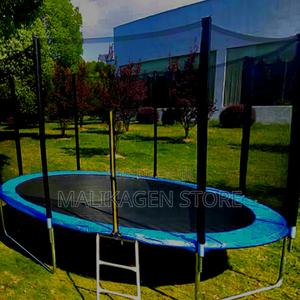 12ft Trampoline Round Size. Lack and Blue Design - thumbnail 2