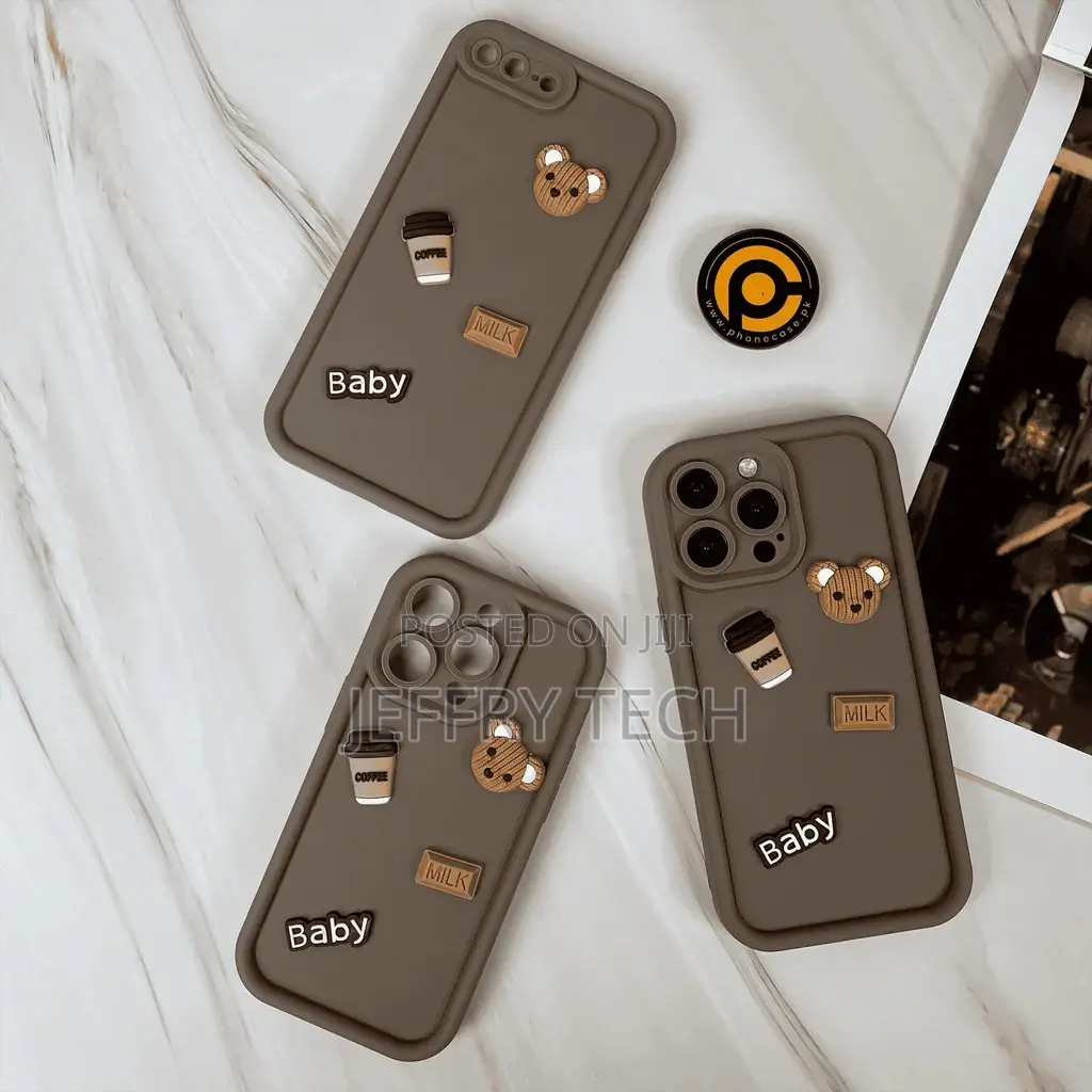 iPhone 13 Pro Cute 3d Bear Coffee Milk Candy Icons Liquid