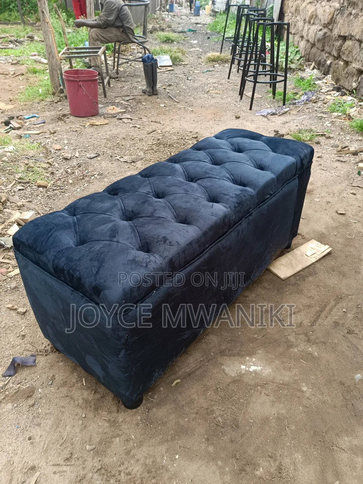 Ottoman Waiting Seat, Black 2 Seater 