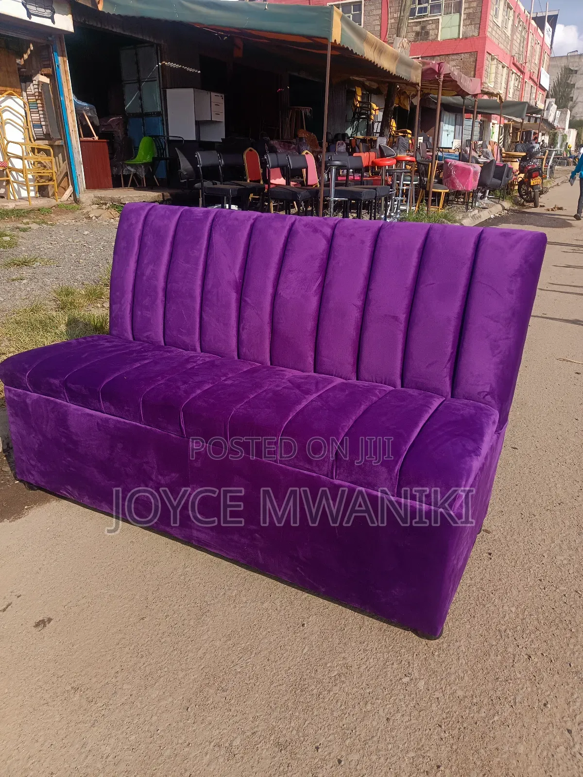 Salon Waiting Bench, 3 Seater Purple 