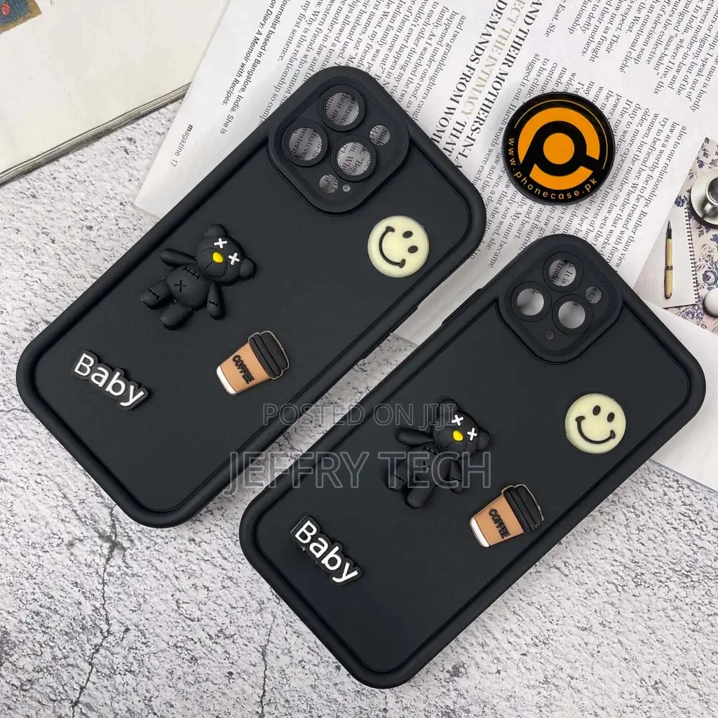 iPhone 15 Pro Max Cute 3d Black Bear Icons Liquid Silicon Ca