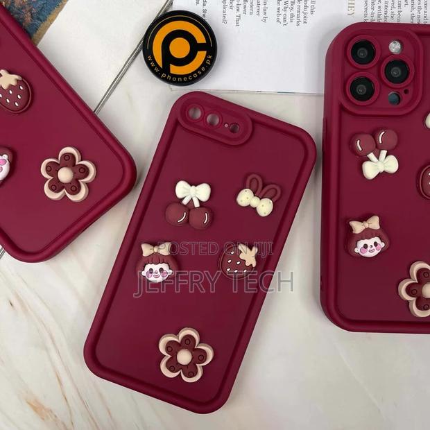 iPhone 7 Plus/ 8 Plus Cute 3d Cherry Flower Icons Silicon Ca