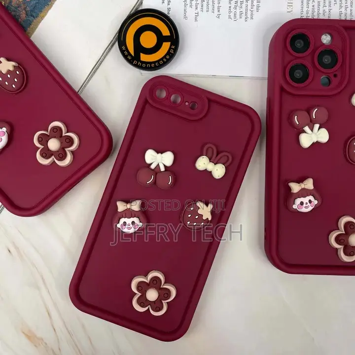 iPhone 7 Plus/ 8 Plus Cute 3d Cherry Flower Icons Silicon Ca