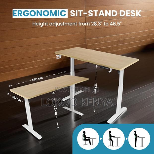Office Desk: 1400mm Electronic Height Adjustable Office Desk - thumbnail 4