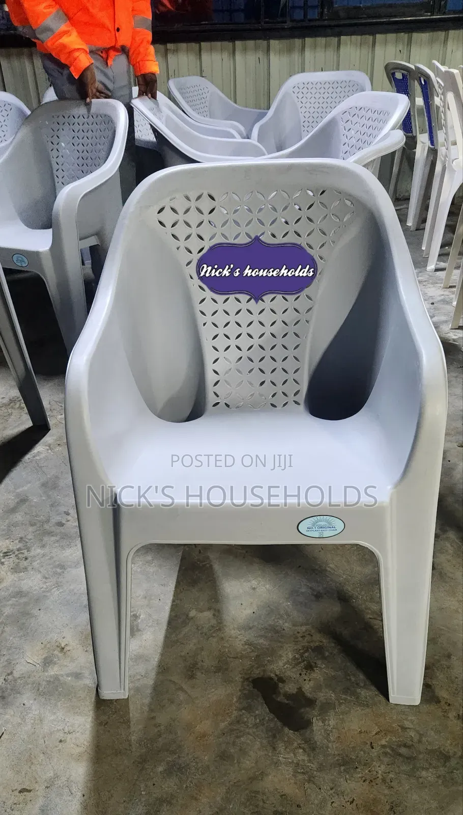 Beautiful Light Grey Plastic Chairs, Chairs With Armrest