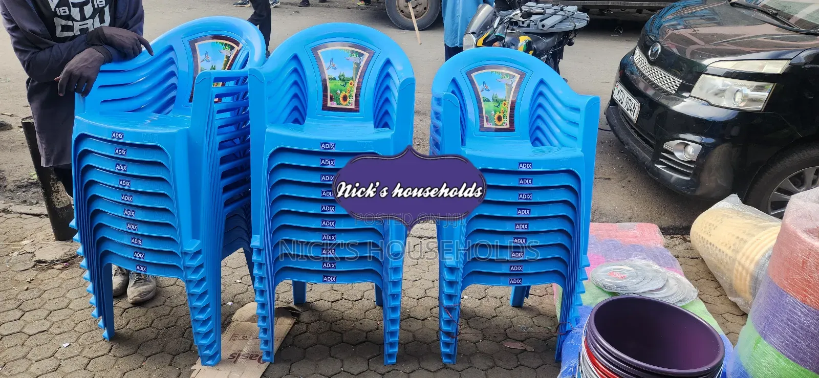 Plastic Chairs With a Flower