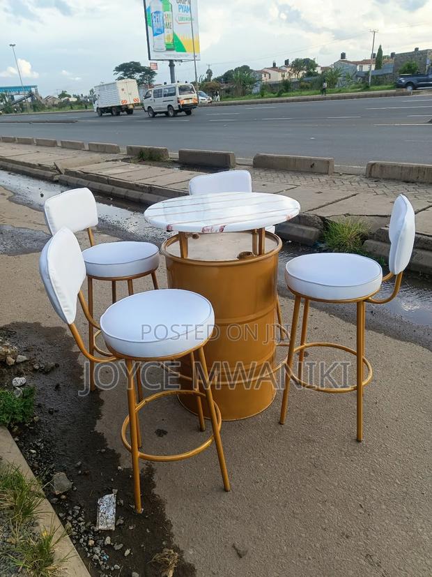 High Bar Set, With White Stools and Bar Drum Table  - thumbnail 3