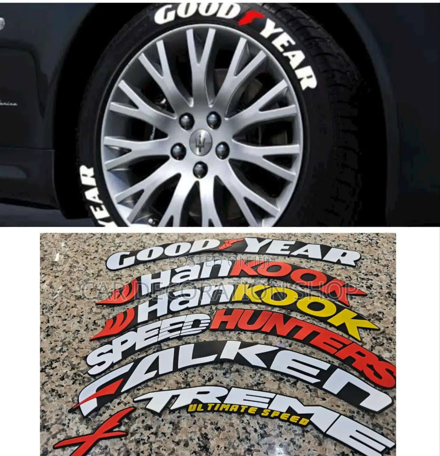 Decorative Rubber Permanent Tyre Stickers 8pc