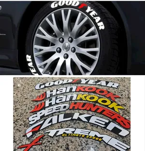 Decorative Rubber Permanent Tyre Stickers 8pc