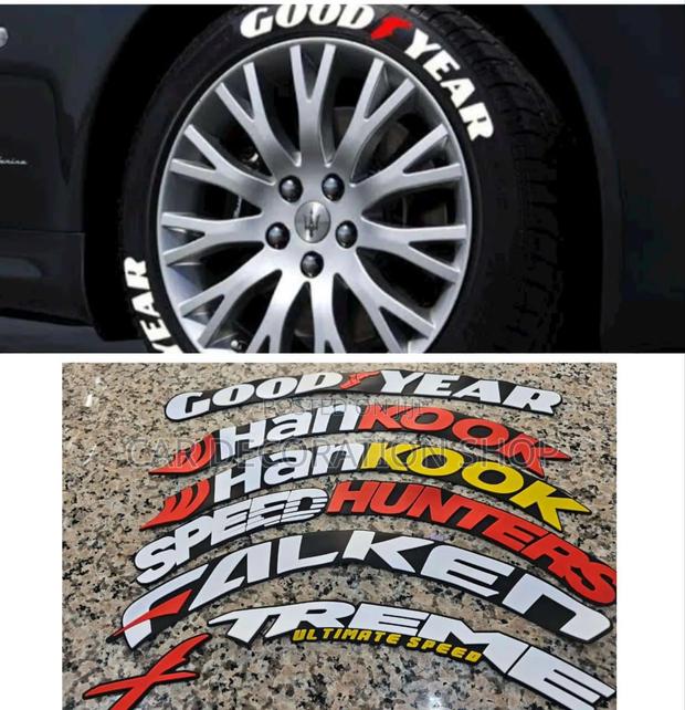 Decorative Rubber Permanent Tyre Stickers 8pc - main view