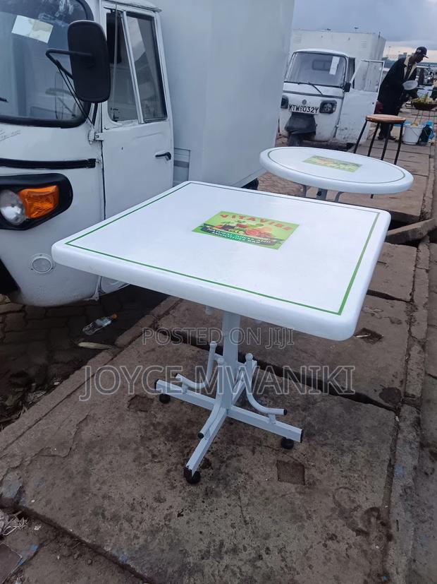 Square Hotel or Restaurant Table, White and Green 