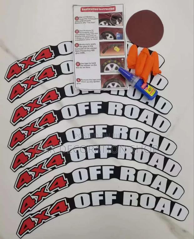 4x4 of Road Permanent Rubber Tire Stickers
