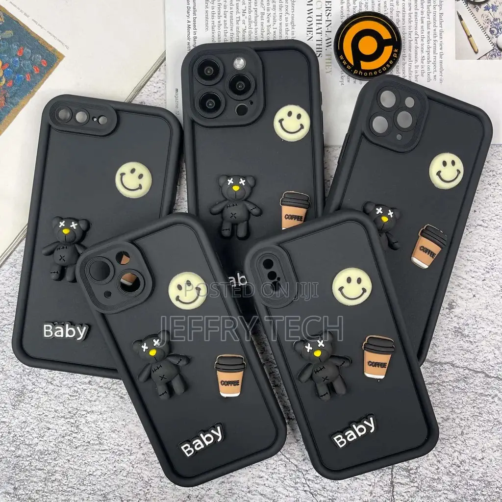 iPhone 11 Pro Cute 3d Black Bear Icons Liquid Silicon Case