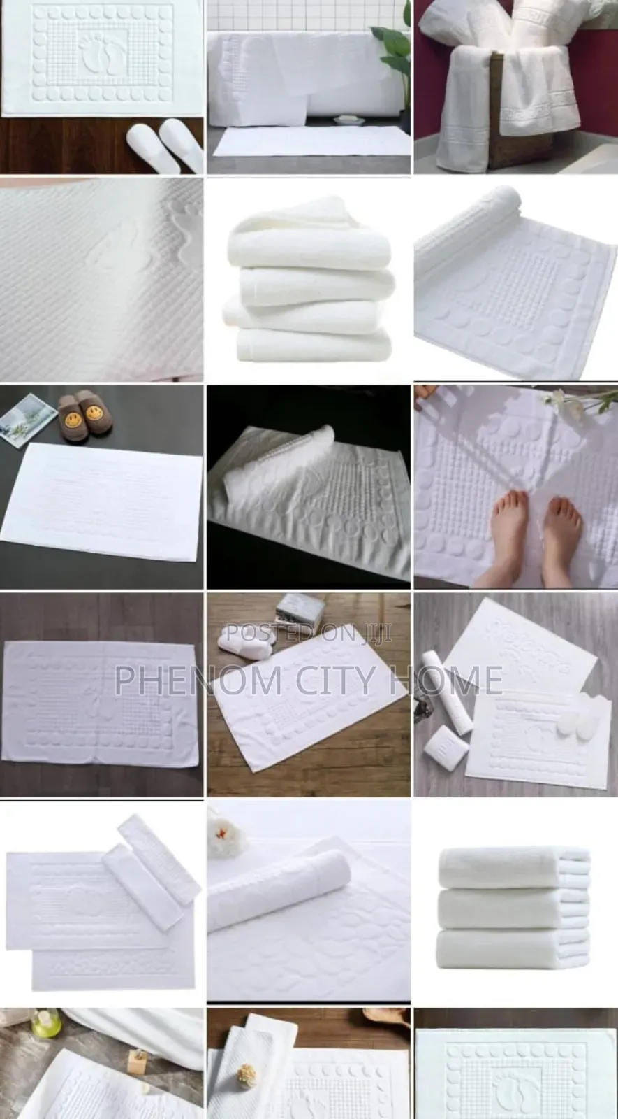 White Cotton Floor Bath Mats for Hotel and Home