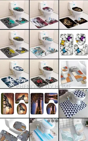 3 Piece Flowered Toilet Mats