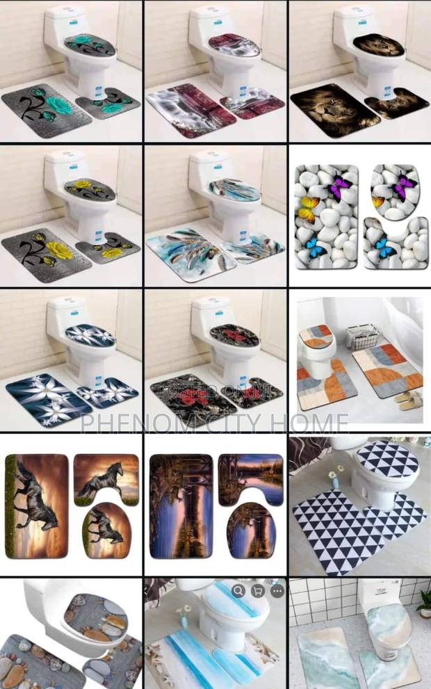 3 Piece Flowered Toilet Mats