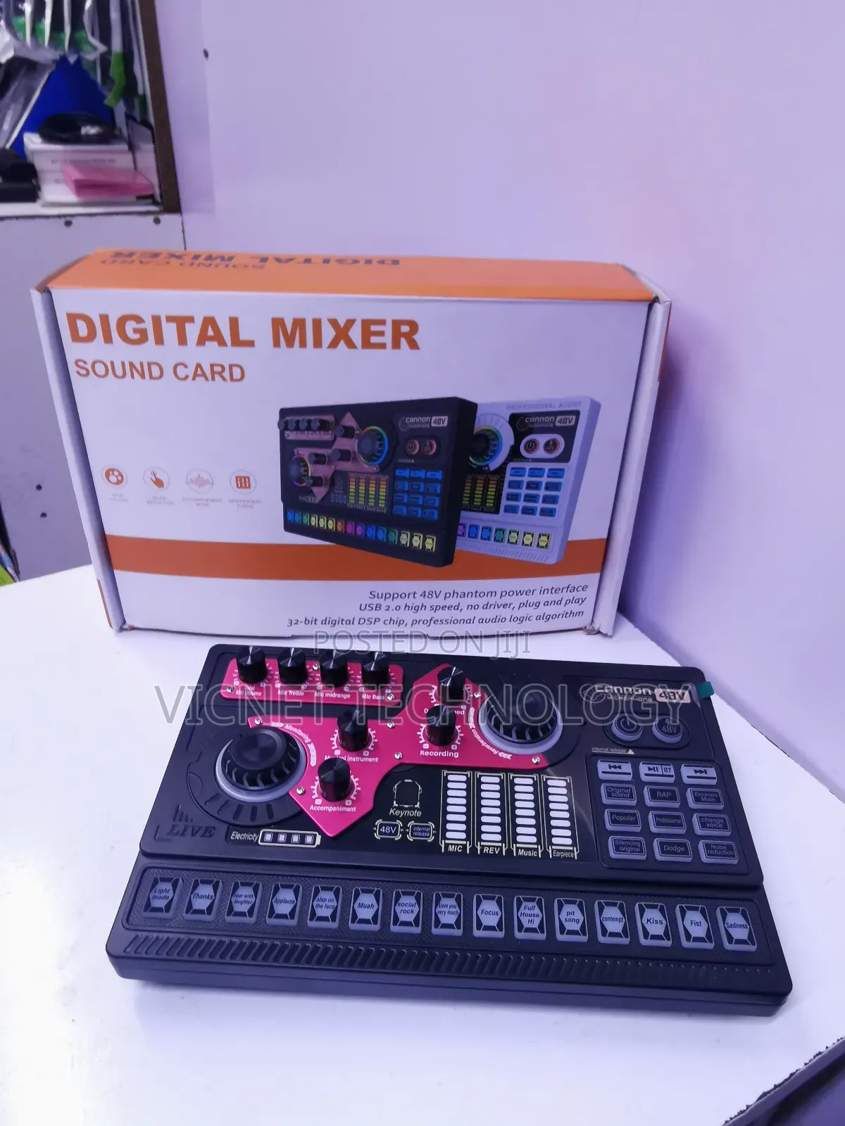 48v Phantom Live Streaming Audio Mixer Sound Card