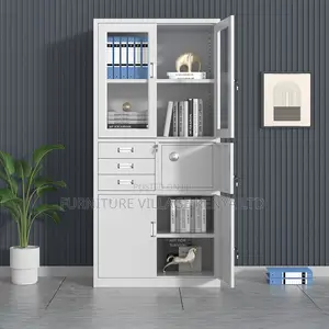 Cabinets:Light Gray Storage Locker With Built-in Safe