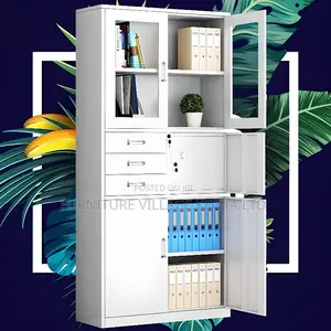 Cabinets:Light Gray Storage Locker With Built-in Safe