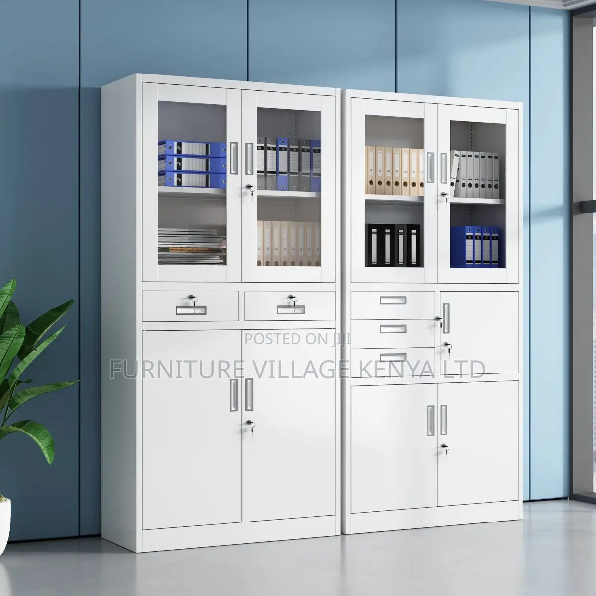 Cabinets:Light Gray Storage Locker With Built-in Safe